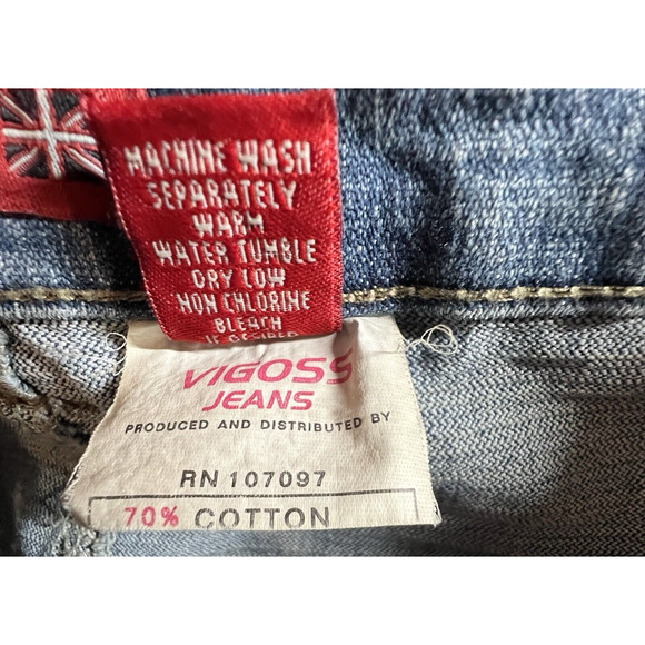 Vtg London Blue Vigoss Jean Skirt Size 1X Blue Denim Lace Up Front Slits Pockets - Picture 14 of 16